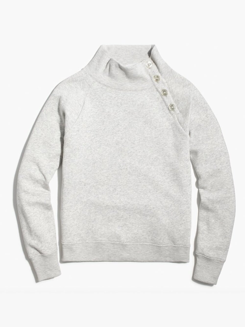J. Crew Gray Wide button-collar pullover sweatshirt in cloudspun fleece